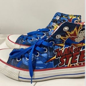 Converse All Star Unisex Blue Superman Man of Steel Sneakers Size Men 5.5